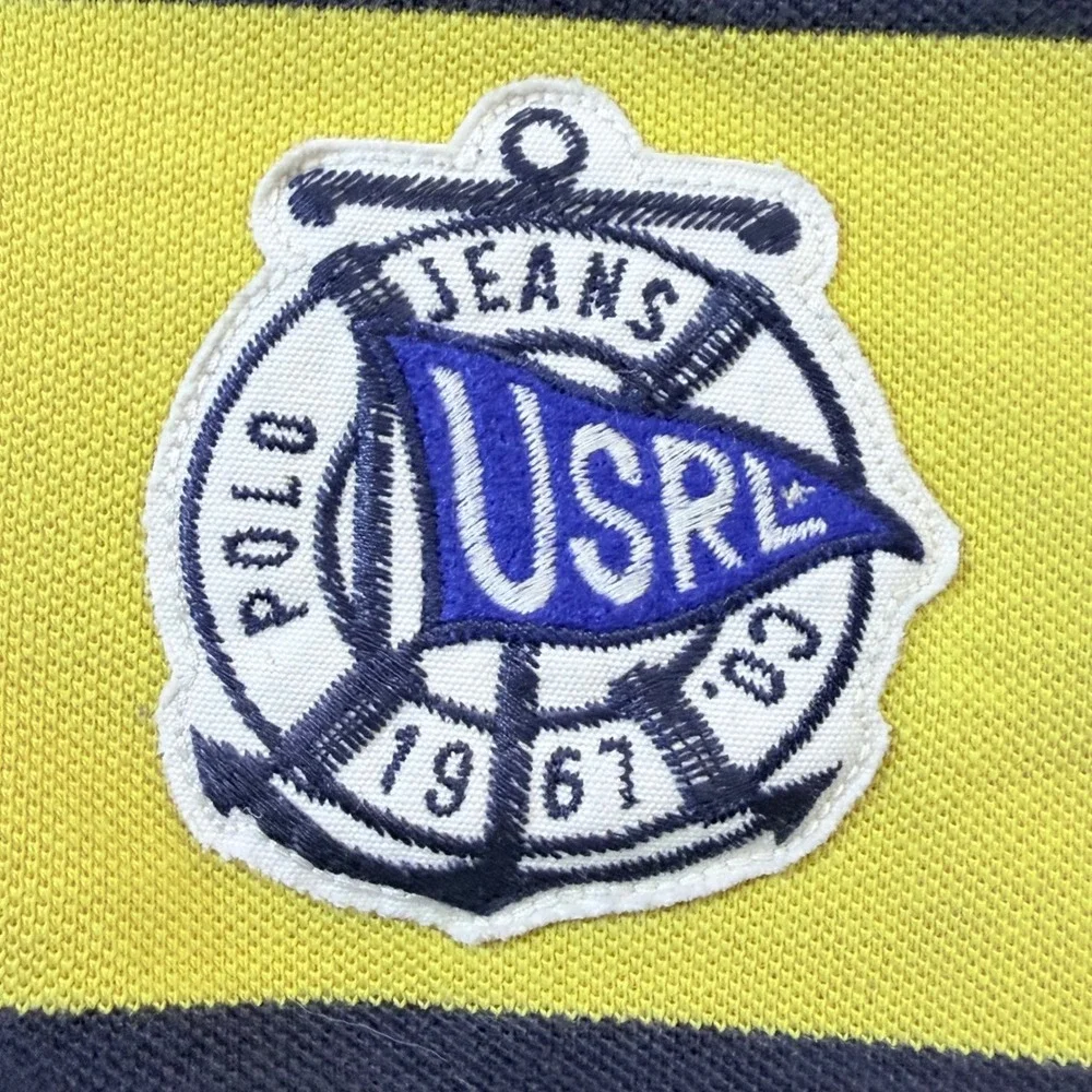 Vintage Polo Jeans Co Ralph Lauren Polo Men‎ Large Yellow Striped Crest Patch 67